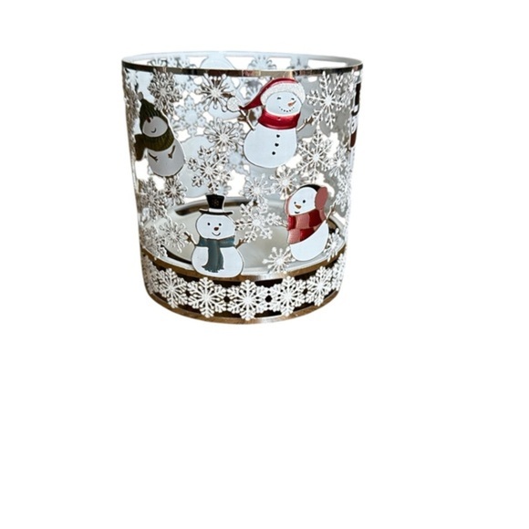 Bath & Body Works Snowman Candle Holder - Red, White, Silver - Picture 2 of 5